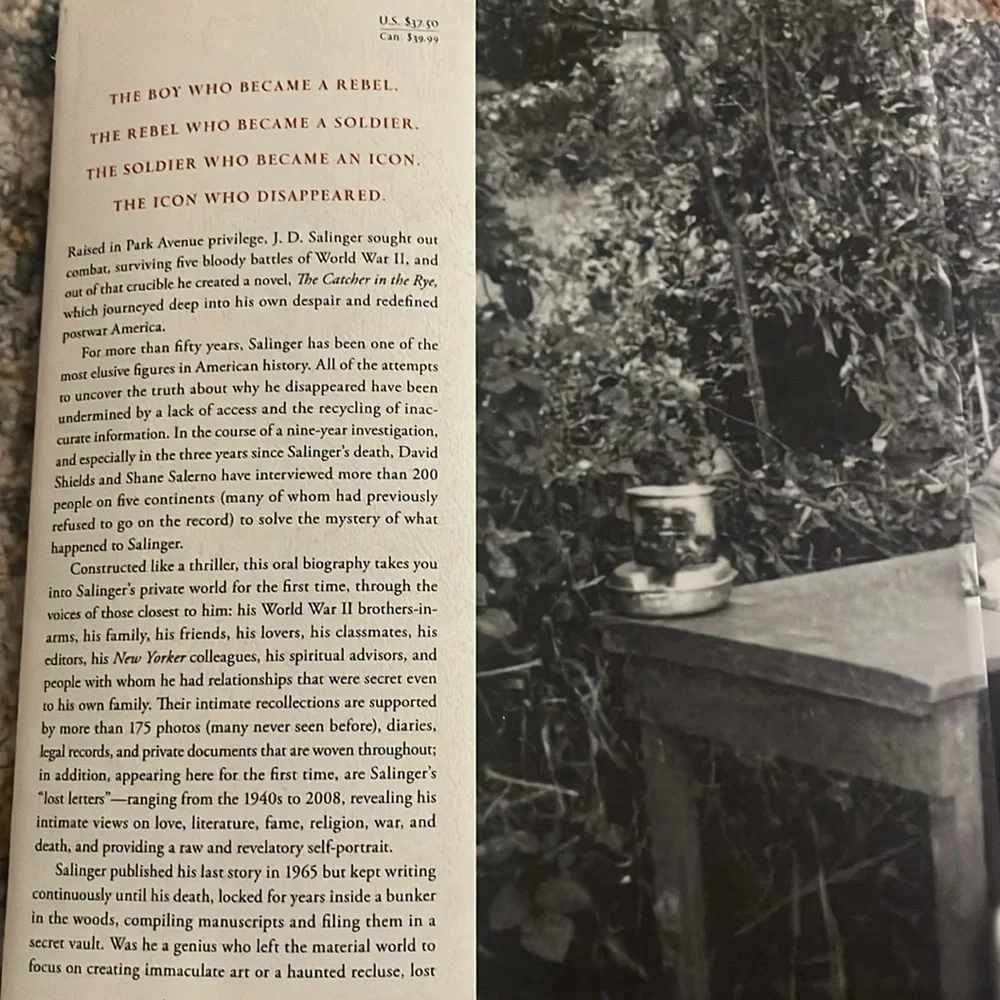 SALINGER Official Book of the Documentary Film DAVID SHIELDS HCDJ 1ST/1ST print